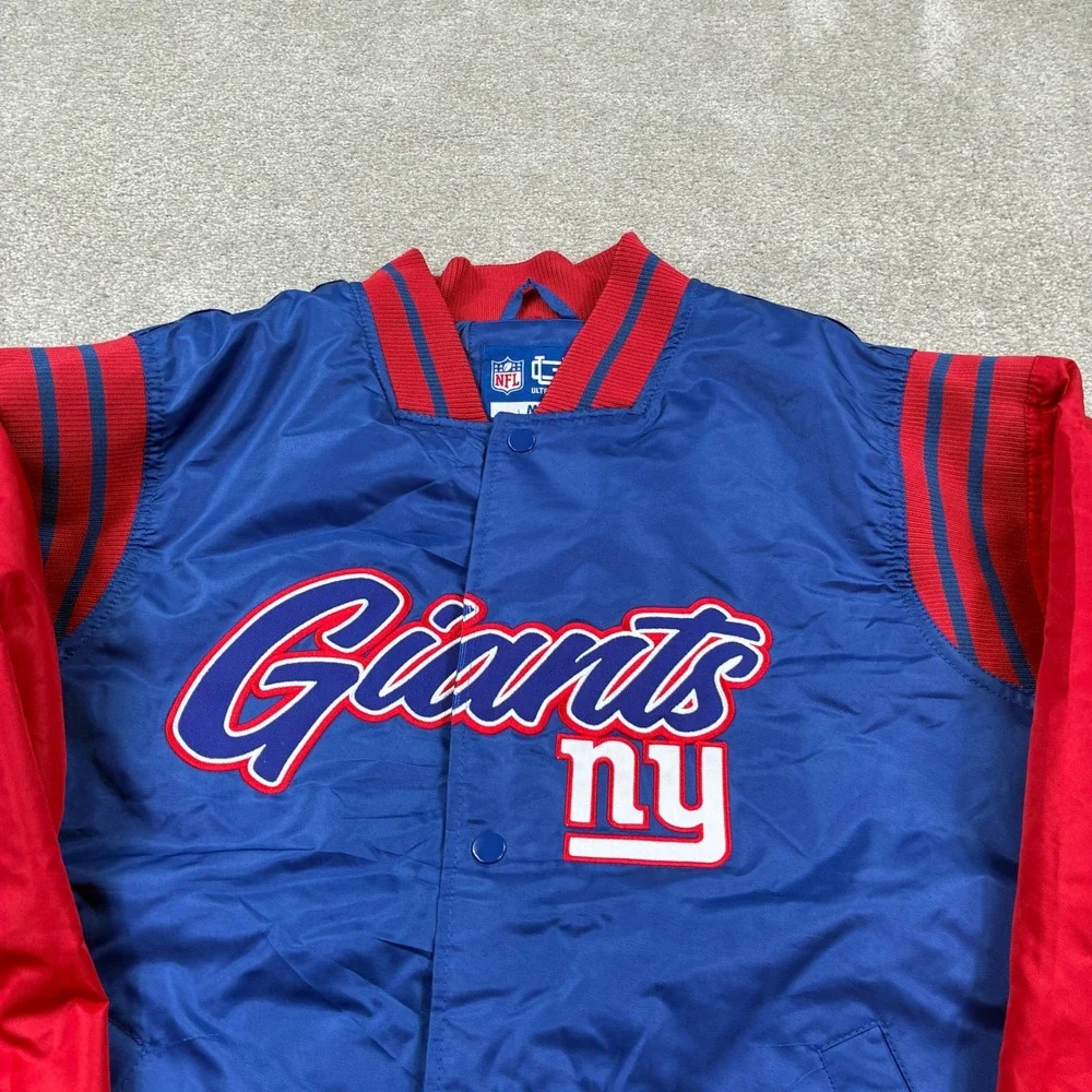NFL New‎ York Giants Ultra Game Satin Jacket Full Snap Blue Red Mens M